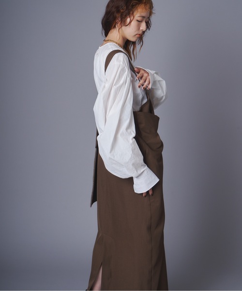 terrace(テラス)の「アシメトリーラップデザインジャンスカワンピース(ワンピース・レディース・ブラック/ブラウン・MEDIUM)」の19枚目の写真
