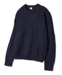 GRAYBLVD（グレイブラバット）の「アンナニットラウンドT GKCNT83 (ネイビー)（ニット/セーター）」