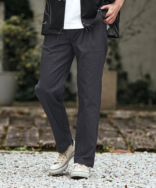 CALL&RESPONSE（コールアンドレスポンス）の「mp14407- タックパンツ-ストレッチデニム(261-1551-13)（デニムパンツ・メンズ・インディゴブルー/ブラック・4/2）」の2枚目の写真