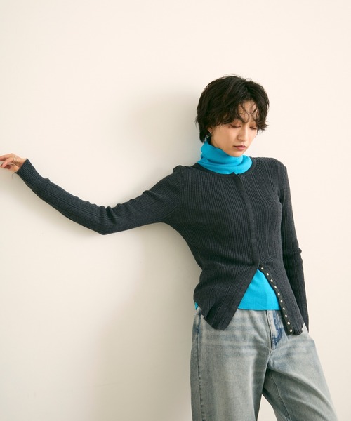 uchi.(ウチ)の「リブニットヘンリーネックカーディガン(ニット/セーター・レディース・ブラック/グレー/ブルー・FREE)」の17枚目の写真