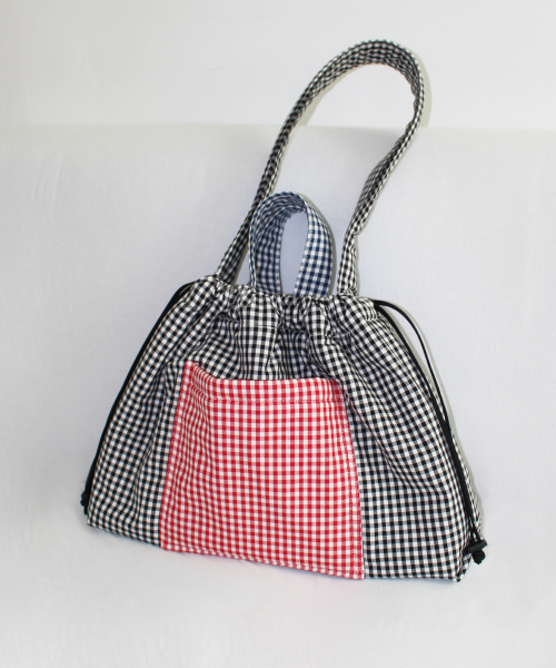 Gingham check quilted bokjori eco bag