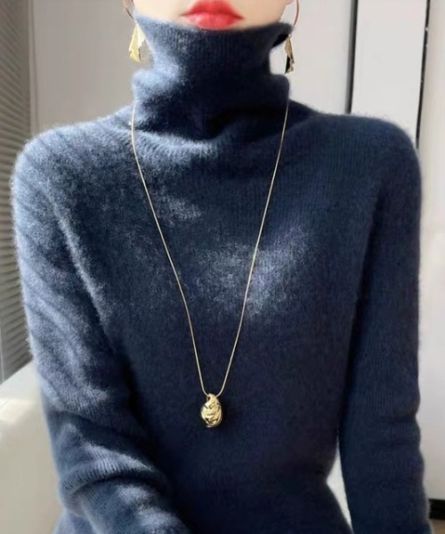 CELENA BEATS(セレナビーツ)の「※リブ タートルネック ニット ロングTシャツ(Tシャツ/カットソー・レディース・ホワイト/ピンク/ブラウン/ブルー/ライトブラウン/ライトブルー/ブラック/アイボリー/ライトベージュ・FREE)」の8枚目の写真