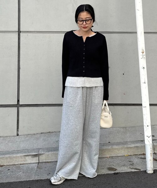 CIAOPANIC TYPY（チャオパニックティピー）の「【マイナス3kg見え】レイヤードライクマルチウェイ配色リブニットカーデ（カーディガン/ボレロ・レディース・サックスブルー/レッド/ブラック/グレー/ブラウン/イエロー・ONE SIZE）」の10枚目の写真