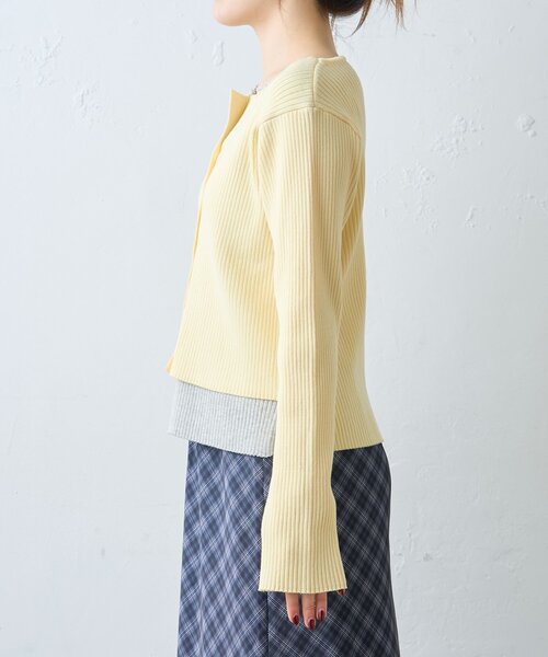 CIAOPANIC TYPY（チャオパニックティピー）の「【マイナス3kg見え】レイヤードライクマルチウェイ配色リブニットカーデ（カーディガン/ボレロ・レディース・サックスブルー/レッド/ブラック/グレー/ブラウン/イエロー・ONE SIZE）」の13枚目の写真