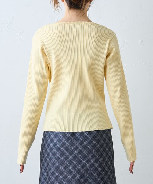 CIAOPANIC TYPY（チャオパニックティピー）の「【マイナス3kg見え】レイヤードライクマルチウェイ配色リブニットカーデ（カーディガン/ボレロ・レディース・サックスブルー/レッド/ブラック/グレー/ブラウン/イエロー・ONE SIZE）」の14枚目の写真