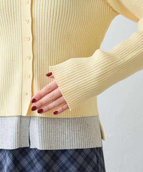 CIAOPANIC TYPY（チャオパニックティピー）の「【マイナス3kg見え】レイヤードライクマルチウェイ配色リブニットカーデ（カーディガン/ボレロ・レディース・サックスブルー/レッド/ブラック/グレー/ブラウン/イエロー・ONE SIZE）」の17枚目の写真