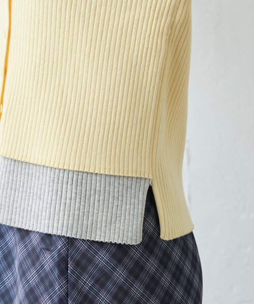 CIAOPANIC TYPY（チャオパニックティピー）の「【マイナス3kg見え】レイヤードライクマルチウェイ配色リブニットカーデ（カーディガン/ボレロ・レディース・サックスブルー/レッド/ブラック/グレー/ブラウン/イエロー・ONE SIZE）」の18枚目の写真