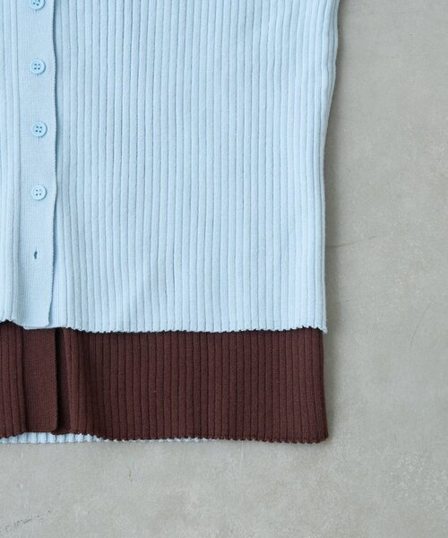 CIAOPANIC TYPY（チャオパニックティピー）の「【マイナス3kg見え】レイヤードライクマルチウェイ配色リブニットカーデ（カーディガン/ボレロ・レディース・サックスブルー/レッド/ブラック/グレー/ブラウン/イエロー・ONE SIZE）」の21枚目の写真