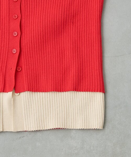 CIAOPANIC TYPY（チャオパニックティピー）の「【マイナス3kg見え】レイヤードライクマルチウェイ配色リブニットカーデ（カーディガン/ボレロ・レディース・サックスブルー/レッド/ブラック/グレー/ブラウン/イエロー・ONE SIZE）」の22枚目の写真