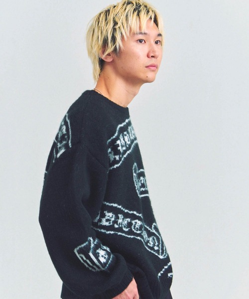 GALLIS ADDICTION（ガリスアディクション）の「GA MOHAIR EMBLEM総柄 KNIT（ニット/セーター・メンズ・ピンク/ブラック・FREE）」の5枚目の写真