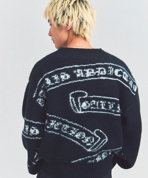 GALLIS ADDICTION（ガリスアディクション）の「GA MOHAIR EMBLEM総柄 KNIT（ニット/セーター・メンズ・ピンク/ブラック・FREE）」の7枚目の写真