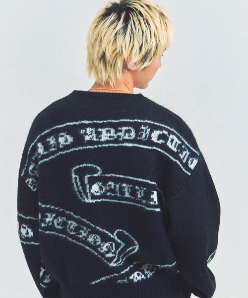 GALLIS ADDICTION（ガリスアディクション）の「GA MOHAIR EMBLEM総柄 KNIT（ニット/セーター・メンズ・ピンク/ブラック・FREE）」の9枚目の写真