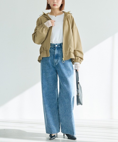 LAVEANGE（ラビアンジェ）の「裾フレア フード付きマウンテンパーカー（マウンテンパーカー・レディース・ブラック/ベージュ・4L/3L/LL/M/5L）」の6枚目の写真