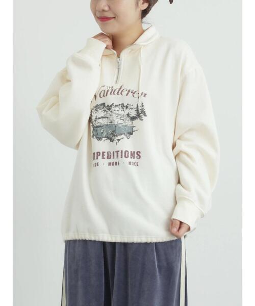 SM2(エスエムツー)の「裏起毛ハーフジッププルオーバー(Tシャツ/カットソー・レディース・ネイビー/キナリ/トップグレー・F)」の2枚目の写真