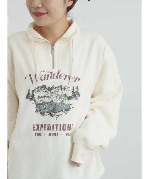 SM2(エスエムツー)の「裏起毛ハーフジッププルオーバー(Tシャツ/カットソー・レディース・ネイビー/キナリ/トップグレー・F)」の4枚目の写真