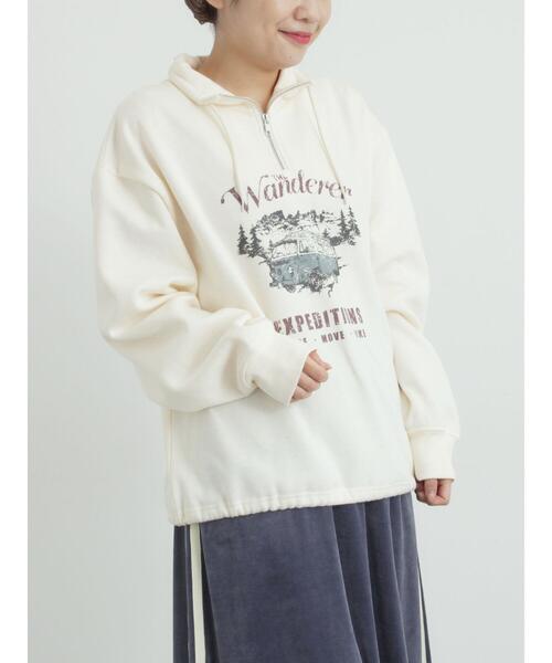SM2(エスエムツー)の「裏起毛ハーフジッププルオーバー(Tシャツ/カットソー・レディース・ネイビー/キナリ/トップグレー・F)」の5枚目の写真