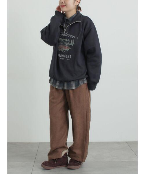 SM2(エスエムツー)の「裏起毛ハーフジッププルオーバー(Tシャツ/カットソー・レディース・ネイビー/キナリ/トップグレー・F)」の9枚目の写真