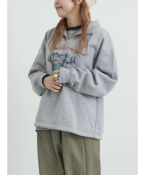 SM2(エスエムツー)の「裏起毛ハーフジッププルオーバー(Tシャツ/カットソー・レディース・ネイビー/キナリ/トップグレー・F)」の12枚目の写真