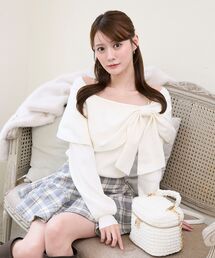 MAJESTIC LEGON | ビジューリボンオフショルニット(ニット/セーター)