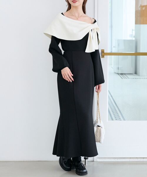 MAJESTIC LEGON(マジェスティックレゴン)の「ビジューリボンオフショルニット(ニット/セーター・レディース・ボルドー/ピンク/ブラック/アイボリー/ブラック系その他・MEDIUM)」の17枚目の写真