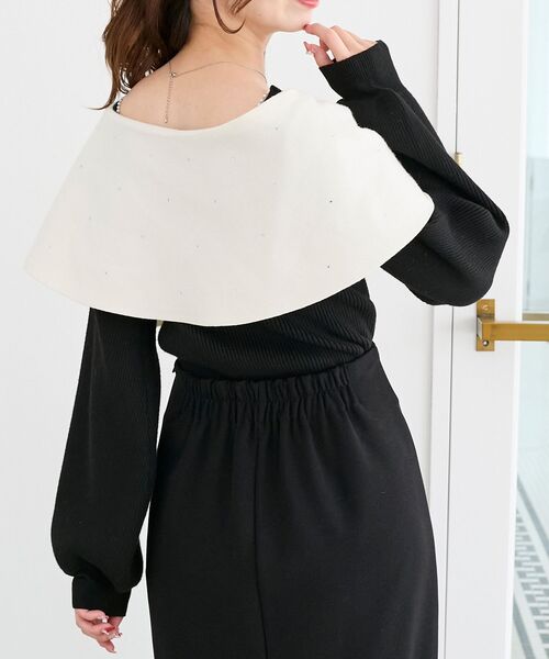 MAJESTIC LEGON(マジェスティックレゴン)の「ビジューリボンオフショルニット(ニット/セーター・レディース・ボルドー/ピンク/ブラック/アイボリー/ブラック系その他・MEDIUM)」の21枚目の写真