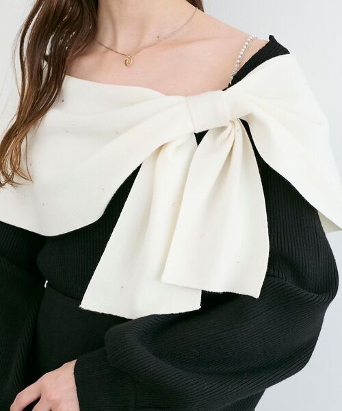 MAJESTIC LEGON(マジェスティックレゴン)の「ビジューリボンオフショルニット(ニット/セーター・レディース・ボルドー/ピンク/ブラック/アイボリー/ブラック系その他・MEDIUM)」の22枚目の写真