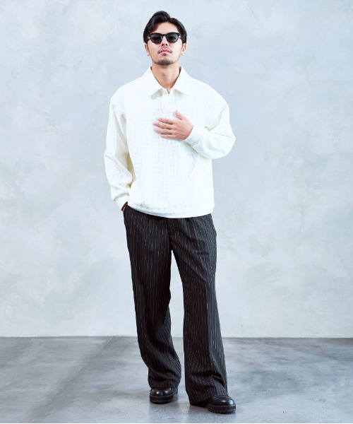BENUSTA(ベヌスタ)の「『BENUSTA/ベヌスタ』襟付きフェイクレイヤード長袖カットソー【GC】(Tシャツ/カットソー・メンズ・ブラック/ホワイト・XL/L)」の5枚目の写真