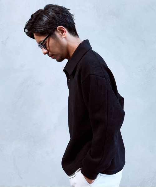 BENUSTA(ベヌスタ)の「『BENUSTA/ベヌスタ』襟付きフェイクレイヤード長袖カットソー【GC】(Tシャツ/カットソー・メンズ・ブラック/ホワイト・XL/L)」の6枚目の写真