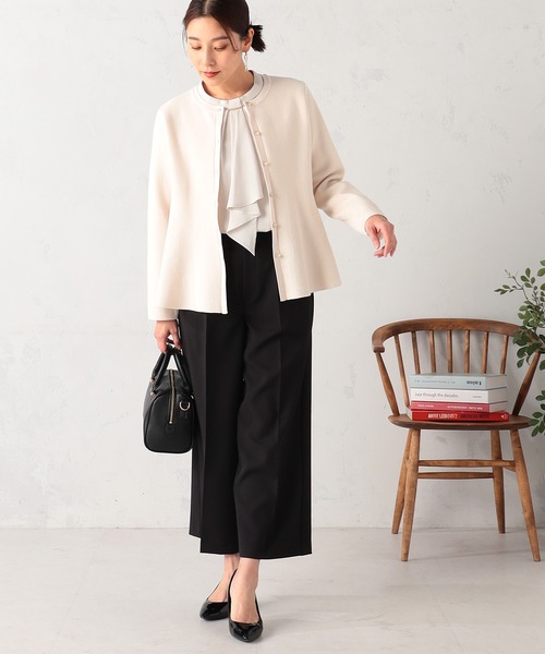 GALLORIA（ギャローリア）の「【洗濯機で洗える】ペプラムニットカーディガン（カーディガン/ボレロ・レディース・ネイビー/ライトブルー/ライトベージュ・L/LL/M/S）」の2枚目の写真