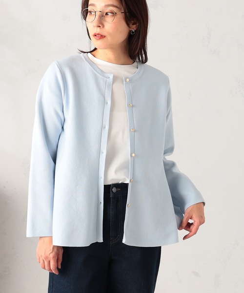 GALLORIA（ギャローリア）の「【洗濯機で洗える】ペプラムニットカーディガン（カーディガン/ボレロ・レディース・ネイビー/ライトブルー/ライトベージュ・L/LL/M/S）」の3枚目の写真