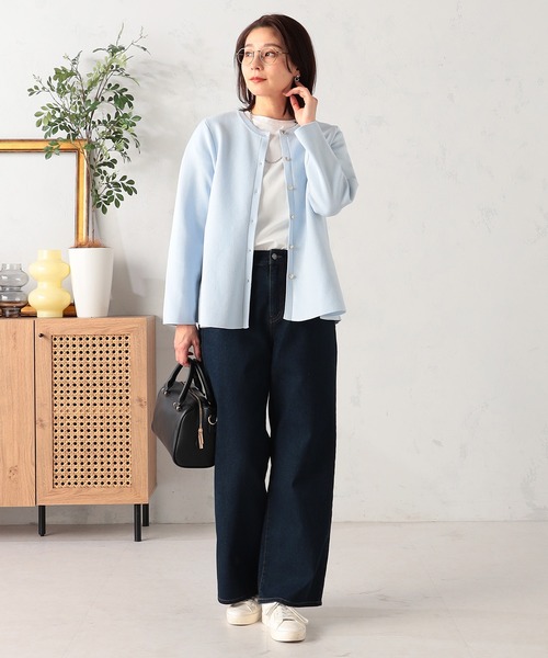 GALLORIA（ギャローリア）の「【洗濯機で洗える】ペプラムニットカーディガン（カーディガン/ボレロ・レディース・ネイビー/ライトブルー/ライトベージュ・L/LL/M/S）」の11枚目の写真