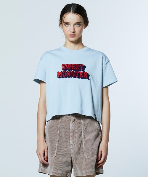DOUBLE STANDARD CLOTHING（ダブルスタンダードクロージング）の「ヴィンテージロゴ ショート丈Tシャツ（Tシャツ/カットソー・レディース・サックスブルー/オフホワイト・38/36）」の2枚目の写真