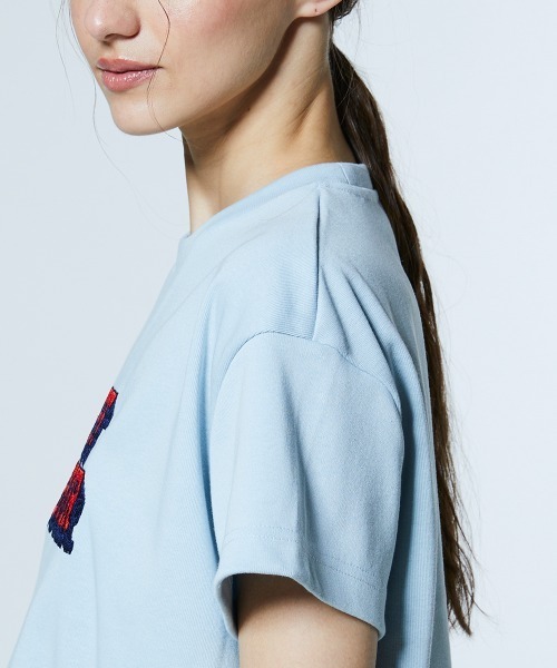 DOUBLE STANDARD CLOTHING（ダブルスタンダードクロージング）の「ヴィンテージロゴ ショート丈Tシャツ（Tシャツ/カットソー・レディース・サックスブルー/オフホワイト・38/36）」の14枚目の写真