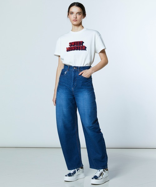 DOUBLE STANDARD CLOTHING（ダブルスタンダードクロージング）の「ヴィンテージロゴ ショート丈Tシャツ（Tシャツ/カットソー・レディース・サックスブルー/オフホワイト・38/36）」の6枚目の写真