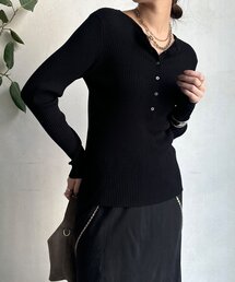 DouDou | ヘンリーネックリブニット(ニット/セーター)