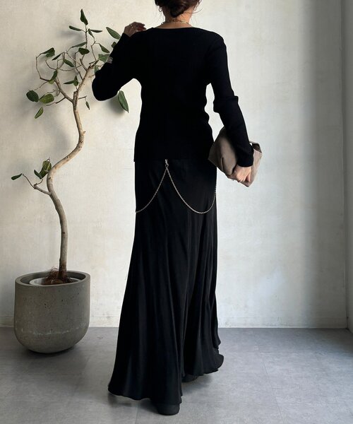 DouDou（ドゥドゥ）の「ヘンリーネックリブニット（ニット/セーター・レディース・ネイビー/ブラック/オフホワイト・FREE）」の5枚目の写真