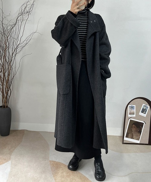 DAY CLOSET(デイ クローゼット)の「【裏起毛/ロング丈/バックスリット入り/全周ゴム】あったかふわふわ ニット×シャギー 異素材MIX ナロー ニット スカート レディース(スカート・レディース・ダークブラウン/ブラック・FREE)」の6枚目の写真
