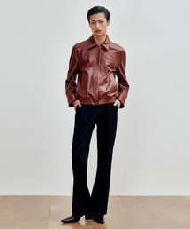 ANDROS（アンドロス）の「Lamb Vegetabler Blouson (Ginger Bread)（ライダースジャケット）」