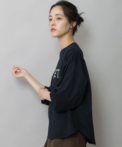 Munich（ミューニック）の「コットンジャージロゴ刺繍Tシャツ（Tシャツ/カットソー・レディース・ホワイト/ブラック/ベージュ・FREE）」の15枚目の写真