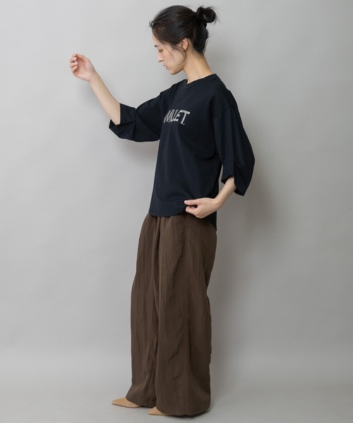 Munich（ミューニック）の「コットンジャージロゴ刺繍Tシャツ（Tシャツ/カットソー・レディース・ホワイト/ブラック/ベージュ・FREE）」の18枚目の写真