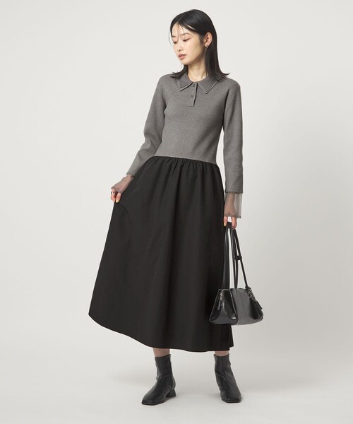 green label relaxing（グリーンレーベルリラクシング）の「ポロニット ドッキング ワンピース（ワンピース・レディース・ネイビー/ブラック/グレー・FREE）」の5枚目の写真