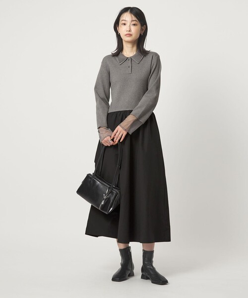 green label relaxing（グリーンレーベルリラクシング）の「ポロニット ドッキング ワンピース（ワンピース・レディース・ネイビー/ブラック/グレー・FREE）」の6枚目の写真