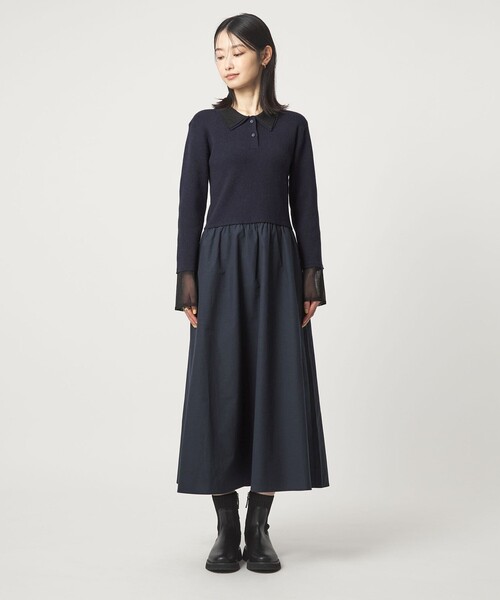 green label relaxing（グリーンレーベルリラクシング）の「ポロニット ドッキング ワンピース（ワンピース・レディース・ネイビー/ブラック/グレー・FREE）」の8枚目の写真