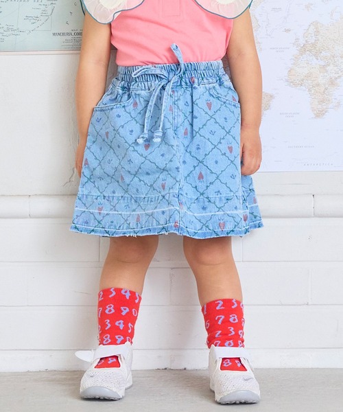 MARKEY'S（マーキーズ）の「デニムミニスカート（デニムスカート・キッズ・ネイビー/ライトブルー・S/LL/L/M）」の2枚目の写真