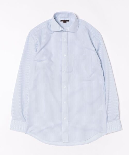 m.f.editorial(エムエフエディトリアル)の「ワイシャツ メンズ ノンアイロン 綿混 カッタウェイ 長袖 ビジネス ドレス NEWスタンダードフィット(ビジネスシャツ・メンズ・ブルー・首回り43cm-裄丈82cm/首回り43cm-裄丈86cm/首回り45cm-裄丈86cm/首回り37cm-裄丈80cm/首回り39cm-裄丈80cm/首回り39cm-裄丈84cm/首回り41cm-裄丈86cm/首回り41cm-裄丈82cm)」の2枚目の写真