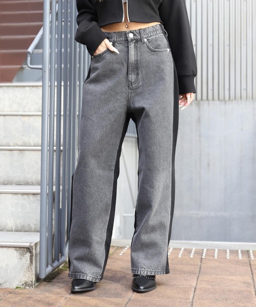 ANAP（アナップ）の「裏毛切り替えデニムパンツ（デニムパンツ・レディース・ブルー/ダークアッシュ・F）」の2枚目の写真