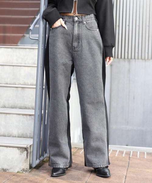 ANAP（アナップ）の「裏毛切り替えデニムパンツ（デニムパンツ・レディース・ブルー/ダークアッシュ・F）」の3枚目の写真