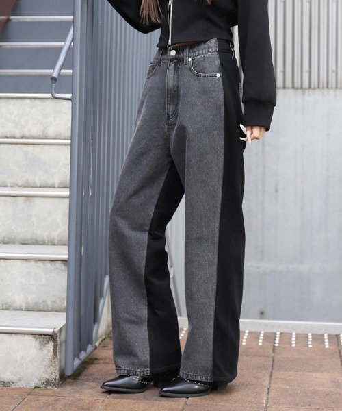 ANAP（アナップ）の「裏毛切り替えデニムパンツ（デニムパンツ・レディース・ブルー/ダークアッシュ・F）」の4枚目の写真