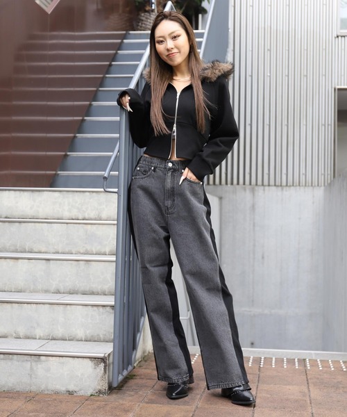 ANAP（アナップ）の「裏毛切り替えデニムパンツ（デニムパンツ・レディース・ブルー/ダークアッシュ・F）」の7枚目の写真