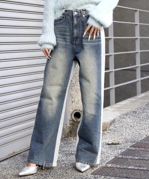 ANAP（アナップ）の「裏毛切り替えデニムパンツ（デニムパンツ・レディース・ブルー/ダークアッシュ・F）」の9枚目の写真